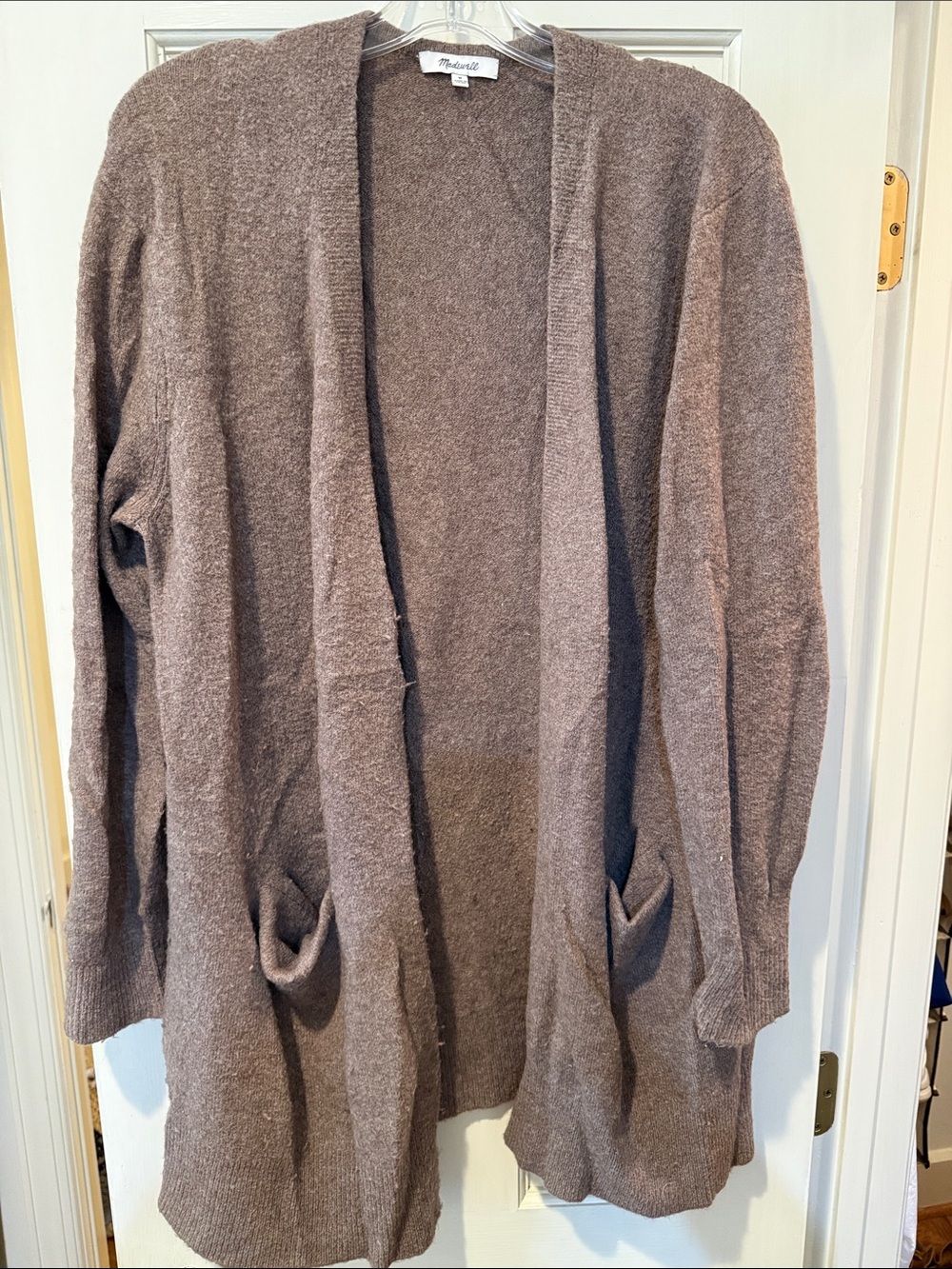 Madewell Open Front Patch Pocket Cardigan Sweater Brown